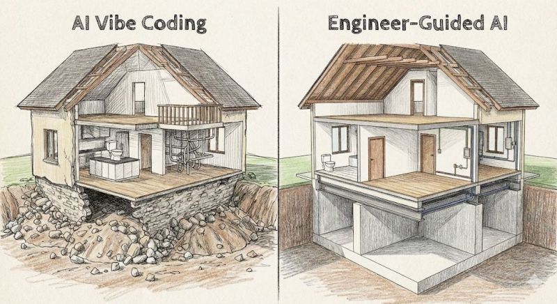 Comparison of AI Vibe Coding vs Engineer-Guided AI foundations